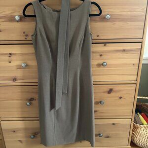 Tahari Suiting Dress with Tie Belt in Neutral/tan - Sz 2